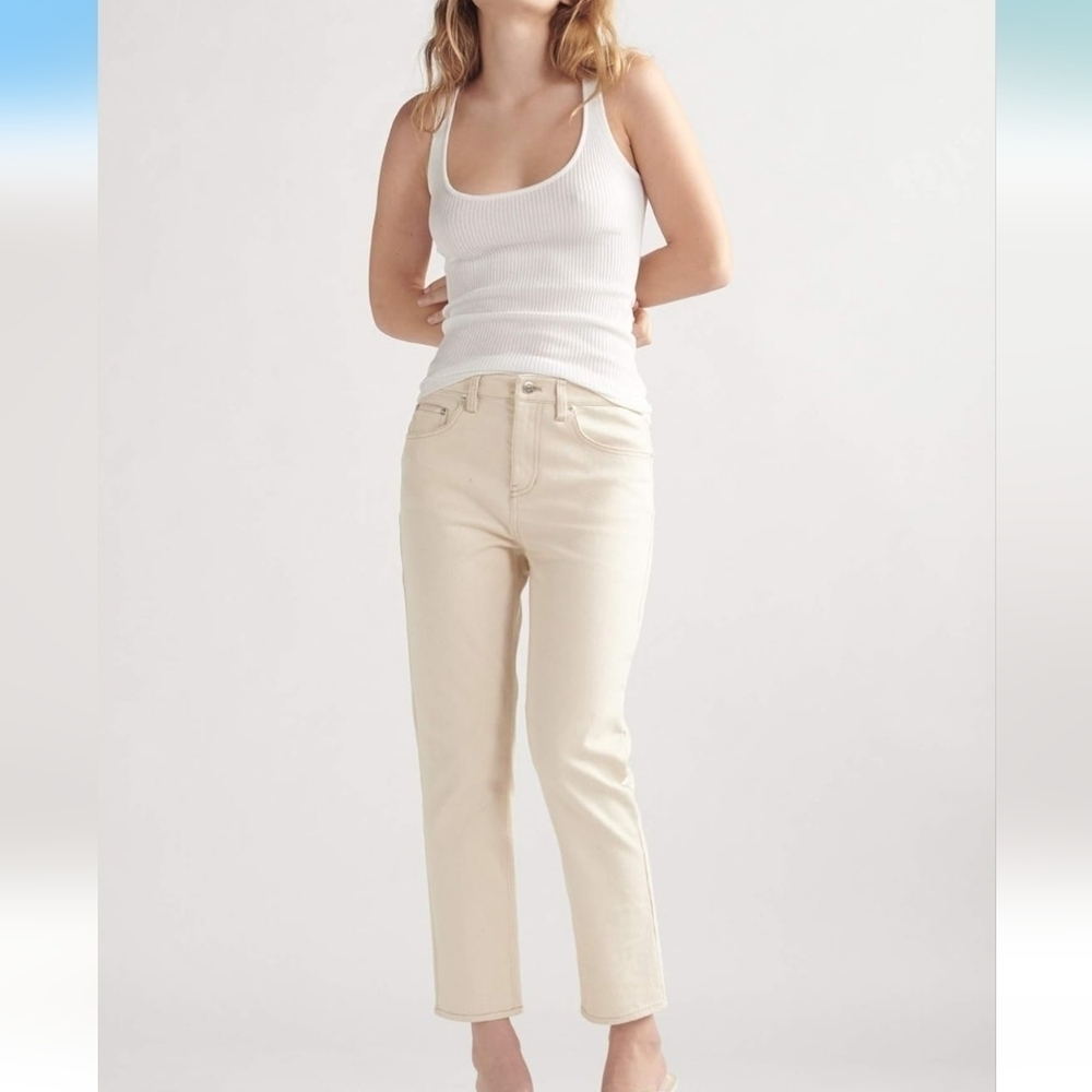 Thakoon Ecru Cropped Jeans Mid Rise Classic Fit NWT Size 2
